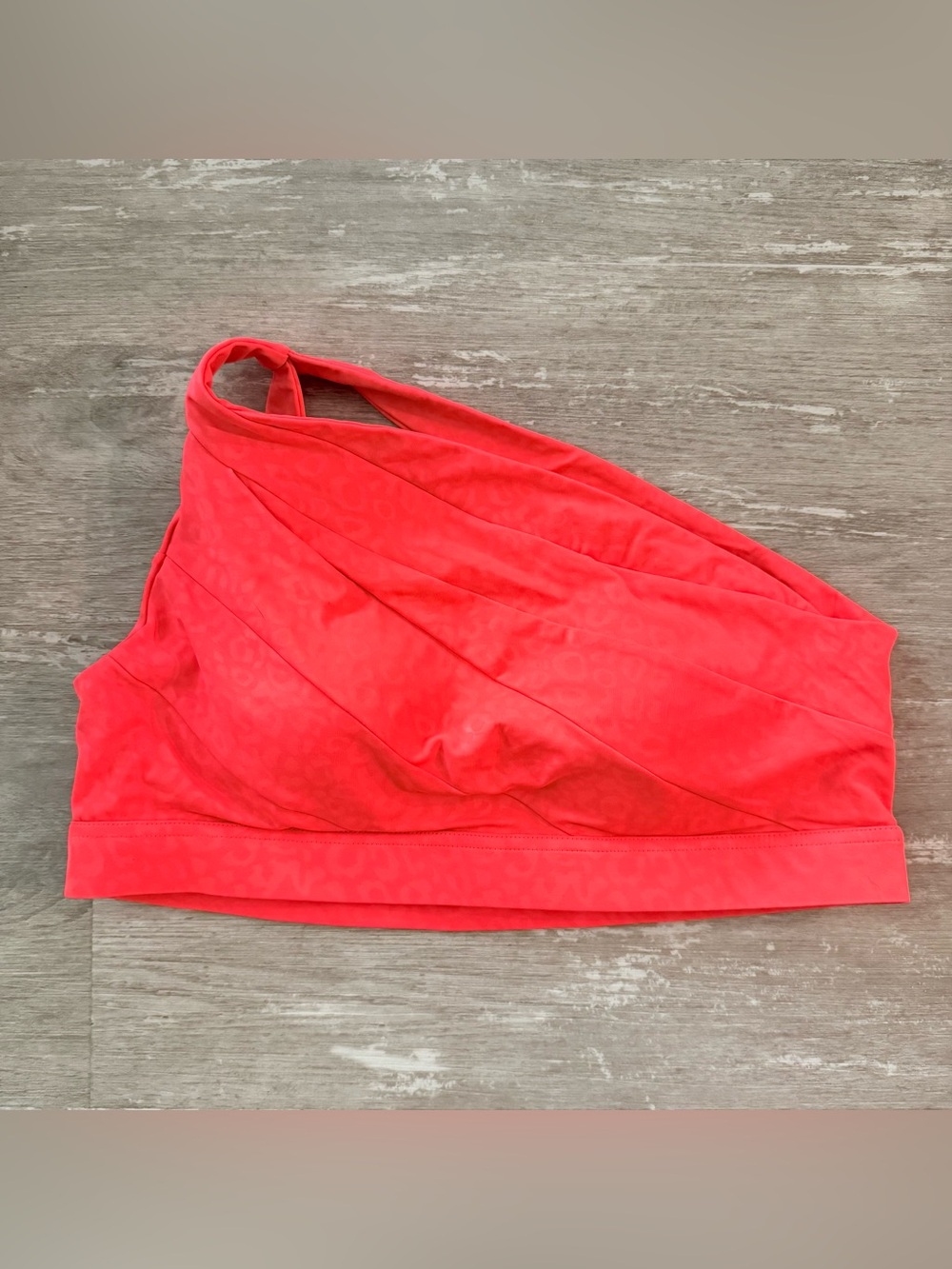 Kiava Asymmetric Bikini Top in coral orange cheetah Womens XXL EUC